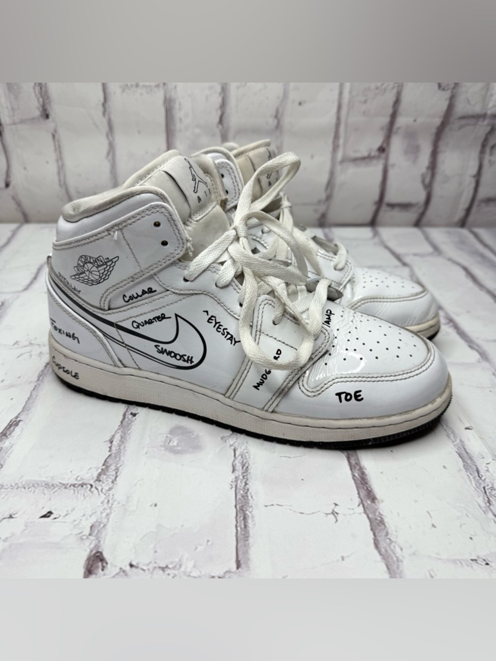 Nike Air Jordan 1 Mid GS 'Schematic' Youth Size 7Y 2021 DQ1864-100 High Top